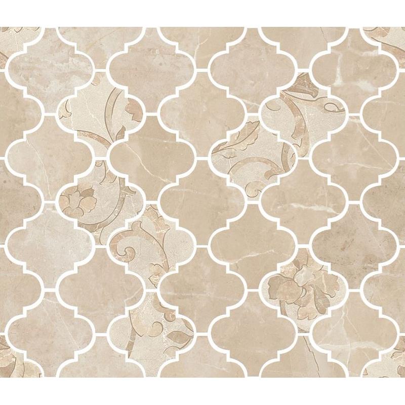 VERSACE EMOTE MOSAICO ARABESCATO CREMA MARRONE 35x35 cm 9.5 mm Lapped