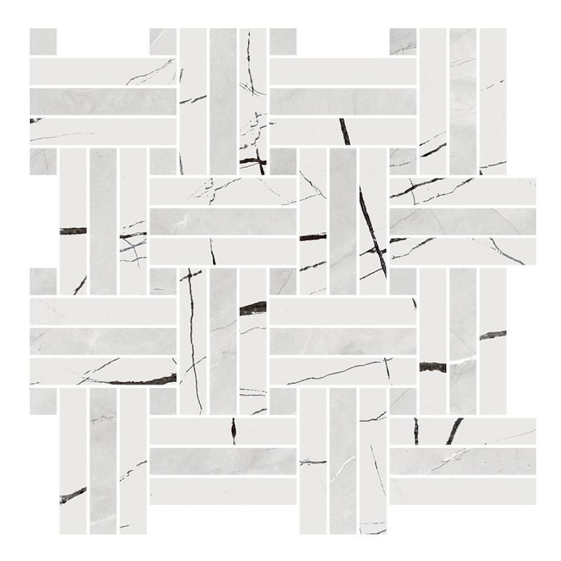 NOVABELL EXTRA Mosaico Intreccio Scenic White Pulpis Grey 30x30 cm 10 mm polished