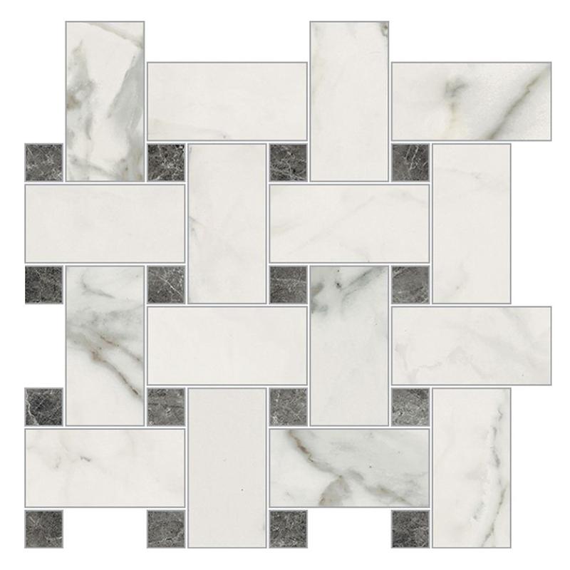 NOVABELL IMPERIAL MICHELANGELO Mosaico Intreccio Bianco Apuano 30x30 cm 10 mm polished