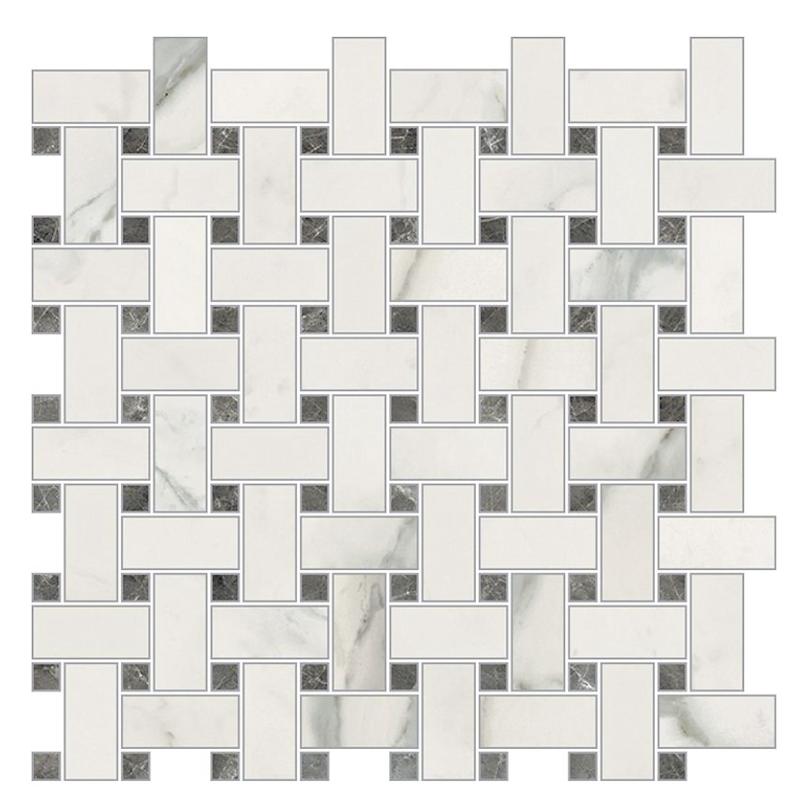 NOVABELL IMPERIAL MICHELANGELO Mosaico Trama Bianco Apuano 30x30 cm 10 mm polished