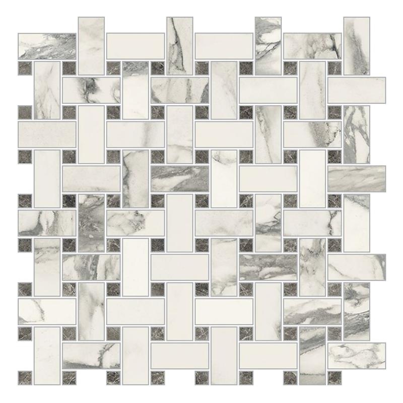 NOVABELL IMPERIAL MICHELANGELO Mosaico Trama Bianco Arabescato 30x30 cm 10 mm Matte