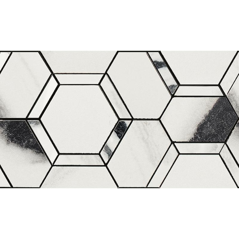 ITALGRANITI LUX EXPERIENCE Mosaico Esagona Decoro Mix Panda White 20x34 cm 9 mm Matte