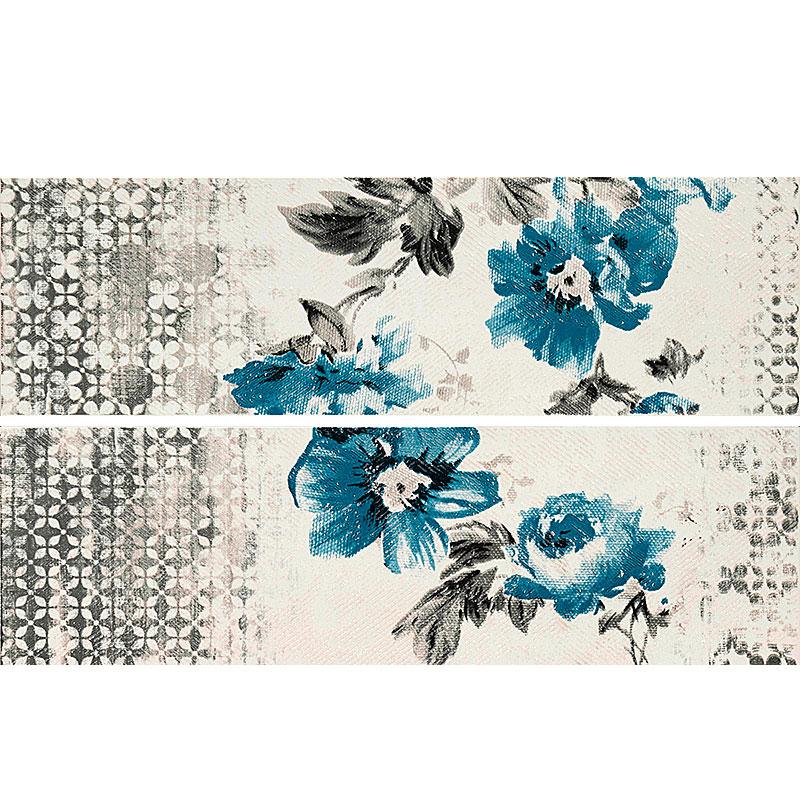 Marazzi COLORBLOCK LISTELLO FLOWER WHITE-GREY-LIGHT BLUE-BLUE 11,5x38 cm 8.5 mm Lux