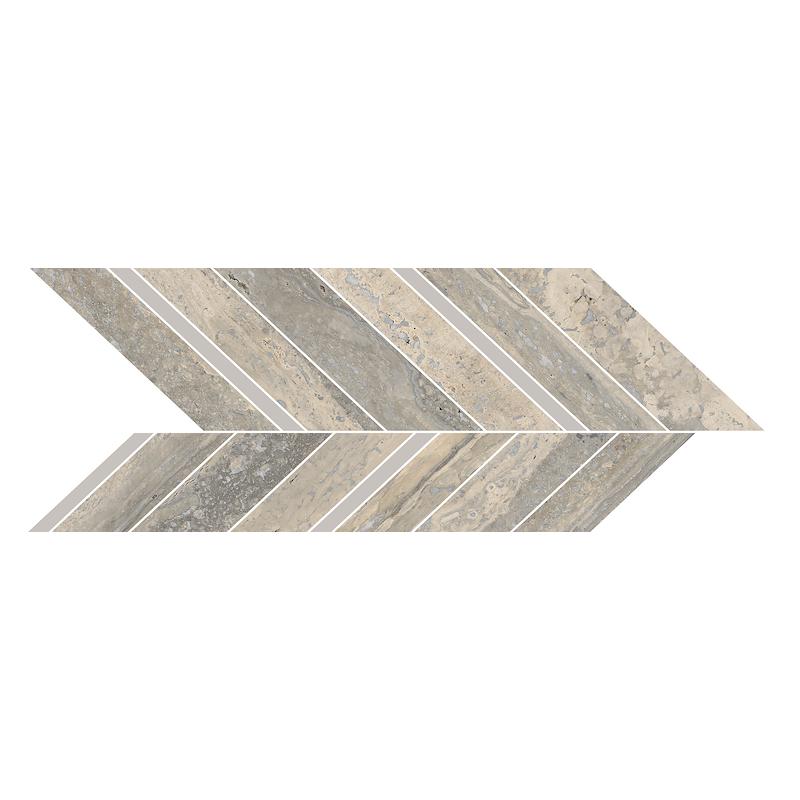 Marazzi MYSTONE TRAVERTINO Silver Mosaico Freccia 19,8x52,1 cm 10 mm Matte