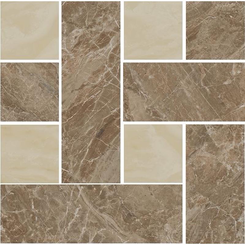 VERSACE MARBLE MOSAICO CHESTERFIELD MARRONE/BEIGE 29,1x29,1 cm 9.5 mm Lapped