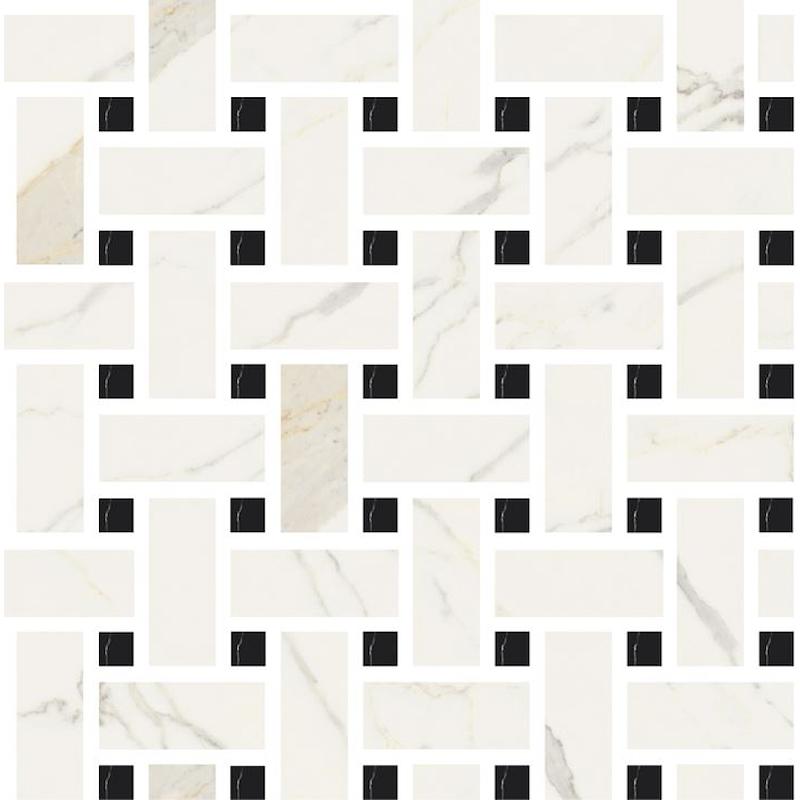 FIORANESE MARMOREA BIANCO CALACATTA EFFECT MOSAICO WEAVE 30x30 cm 10 mm polished